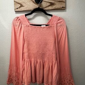 Coral Smocked Women's Blouse